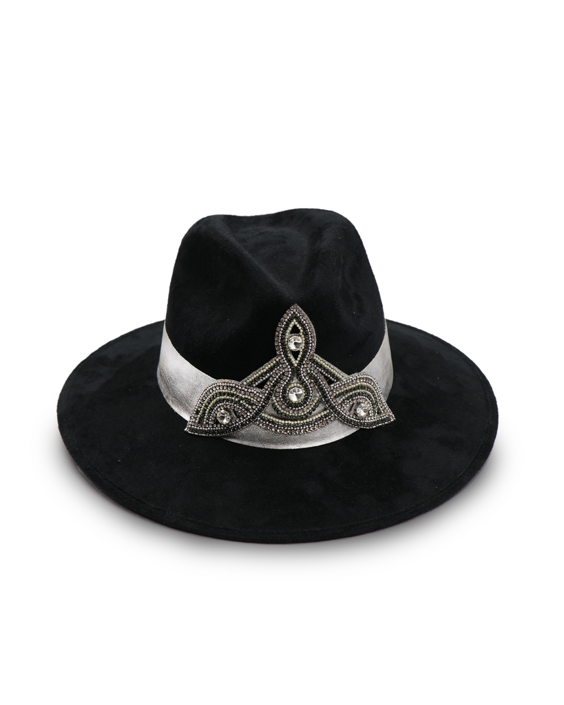 Sombrero con Diseño Exclusivo Negro con Gris Vaquero - Formal - Viñedos 01