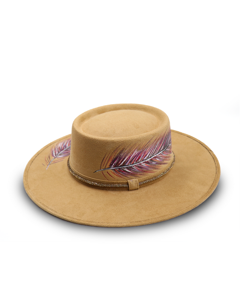 Sombrero con Diseño Exclusivo Camel Pintado a Mano - Formal - Viñedos