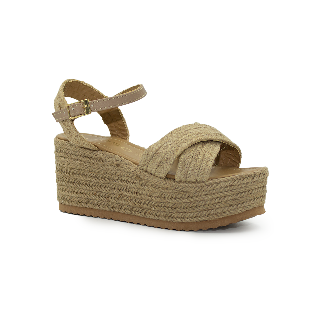 Sandalia de Plataforma De Yute Para Dama -Natural-97
