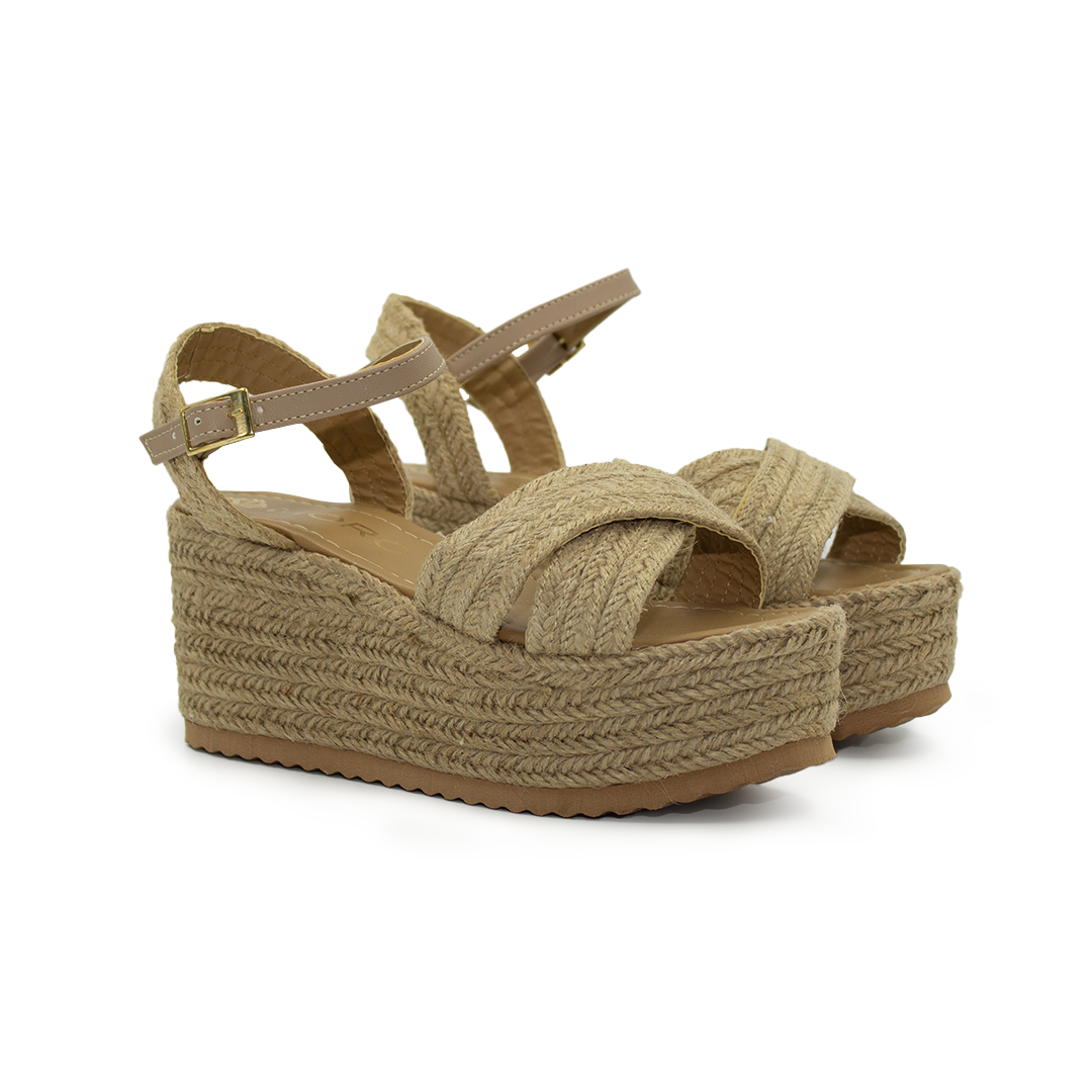 Sandalia de Plataforma De Yute Para Dama -Natural-97