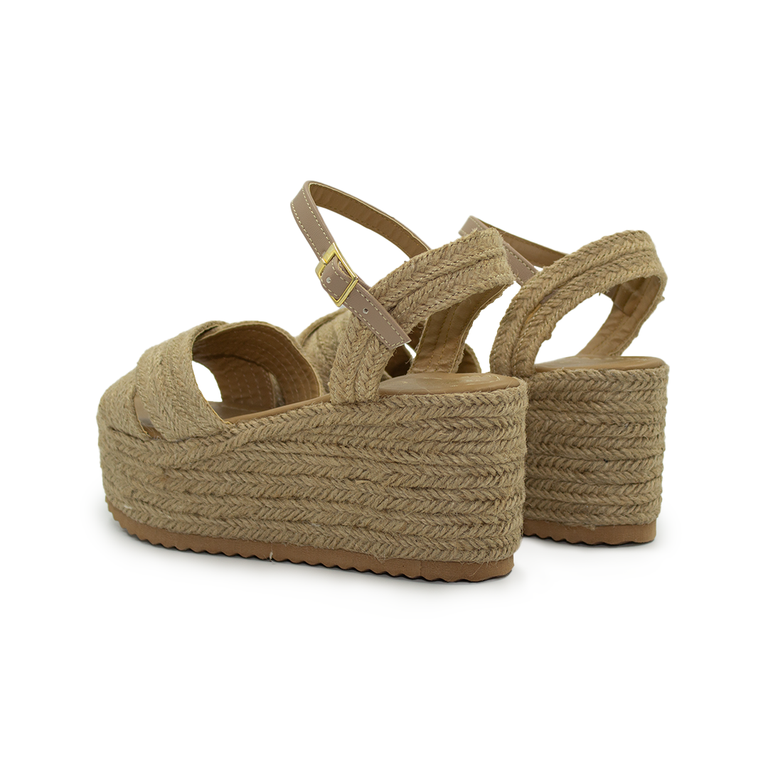 Sandalia de Plataforma De Yute Para Dama -Natural-97