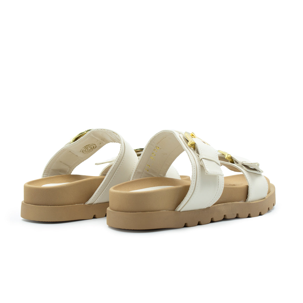 Sandalia De Plataforma Corrida Con Hebillas Ajustables Latte -20