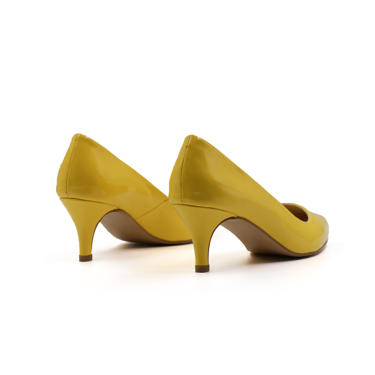 Zapatilla Stiletto Puntal Tacón Fino Bajito Amarillo -76