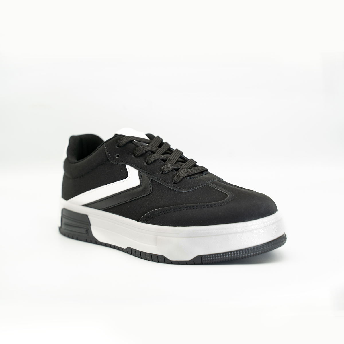 Tenis Con Plataforma Corrida Básico Negro-812