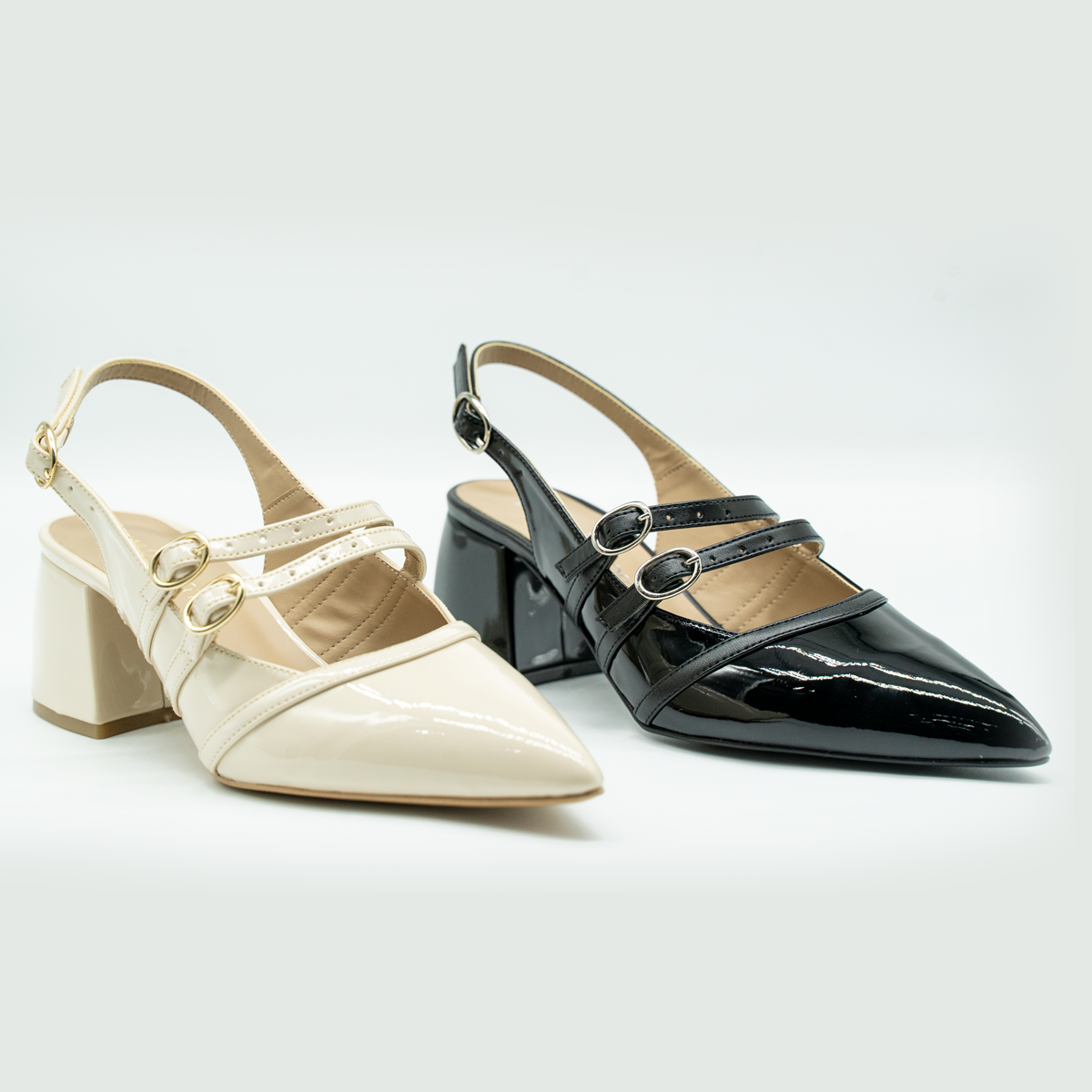 Zapatilla Slingback Charol con Doble Hebilla-Charol Negro-37