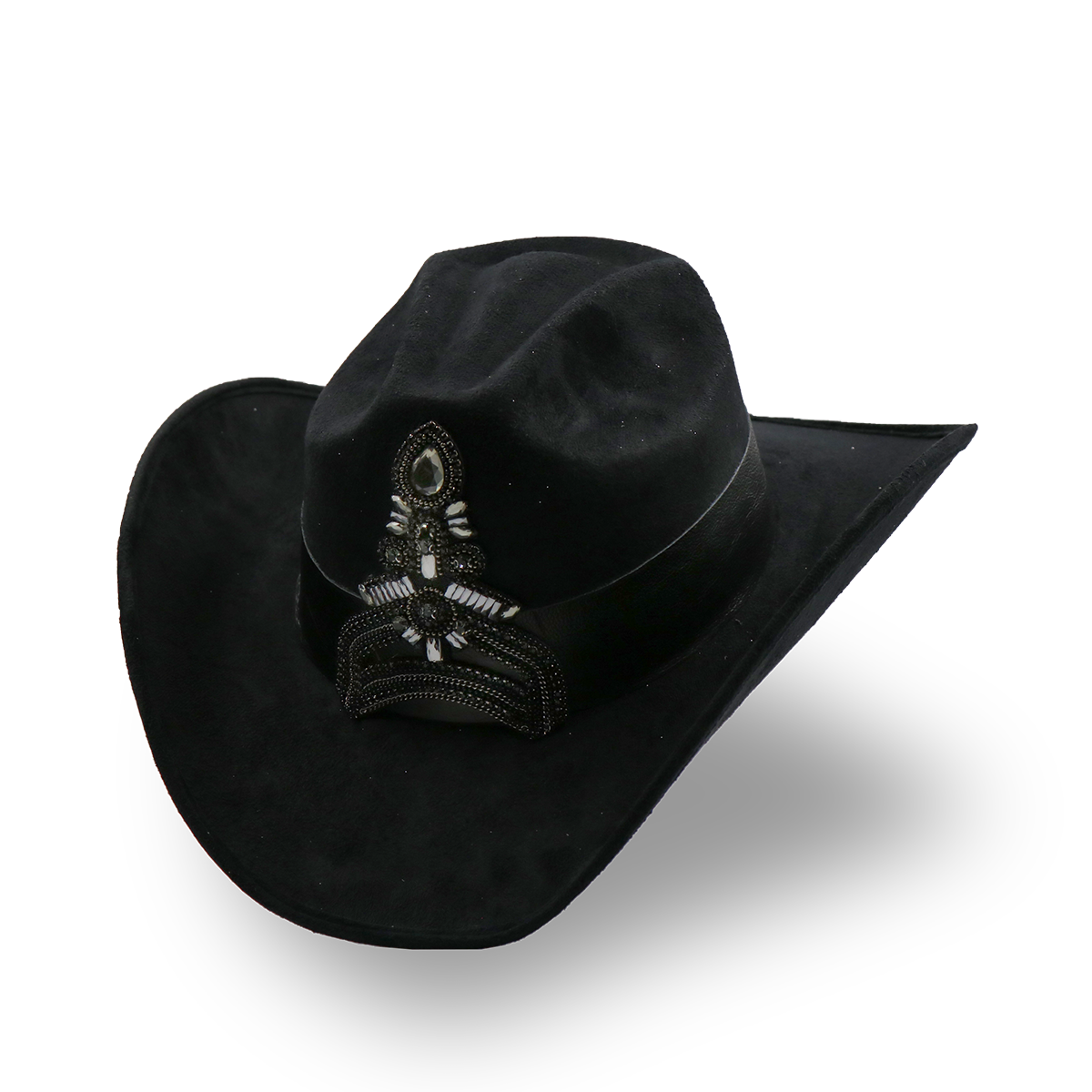 Sombrero Gamuza con Diseño Exclusivo Negro - Formal -Cowboy