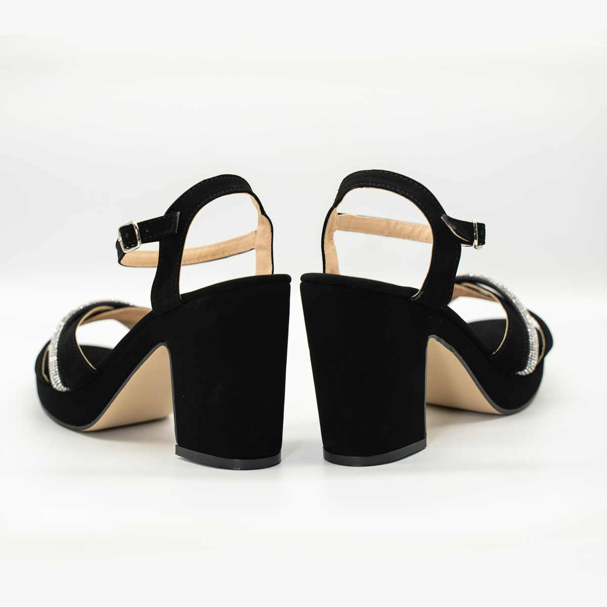 Zapatilla con Plataforma Cómoda Tacón Ancho Buck Negro -34