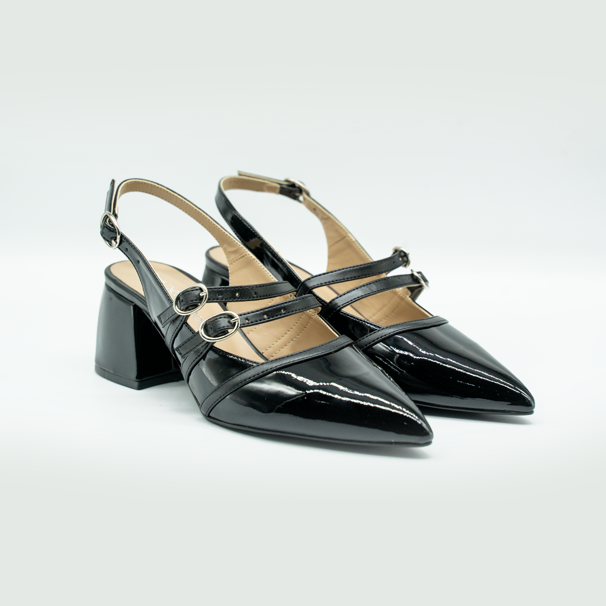 Zapatilla Slingback Charol con Doble Hebilla-Charol Negro-37