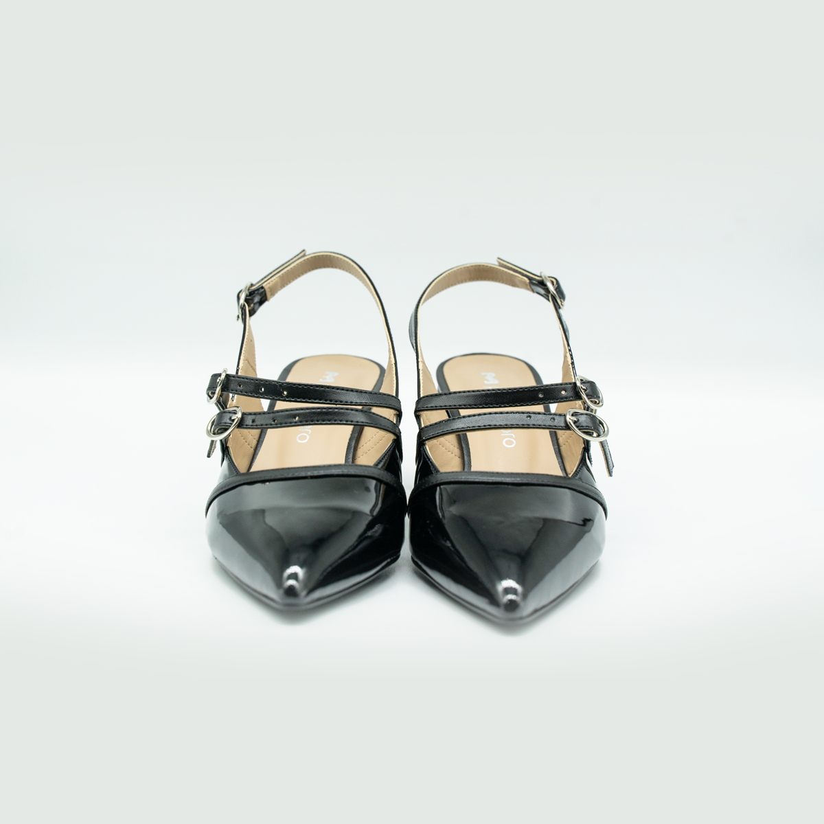Zapatilla Slingback Charol con Doble Hebilla-Charol Negro-37