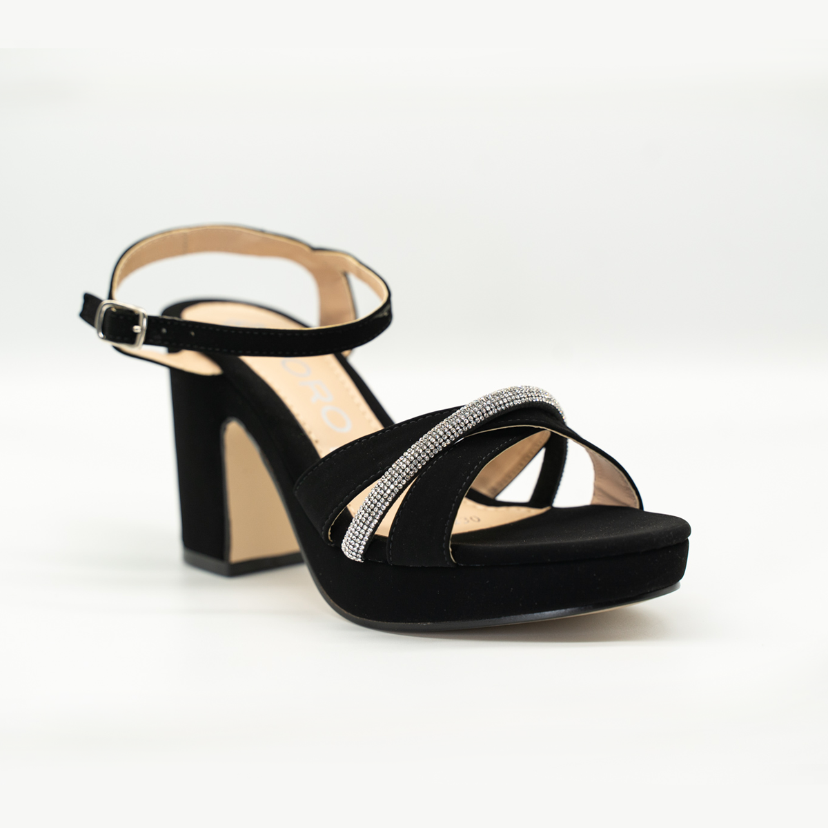 Zapatilla con Plataforma Cómoda Tacón Ancho Buck Negro -34