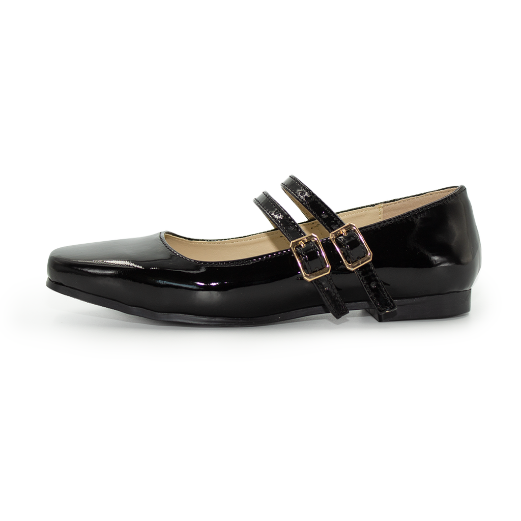 Valerina Con Tacon Bajito Comoda Charol Negro-10