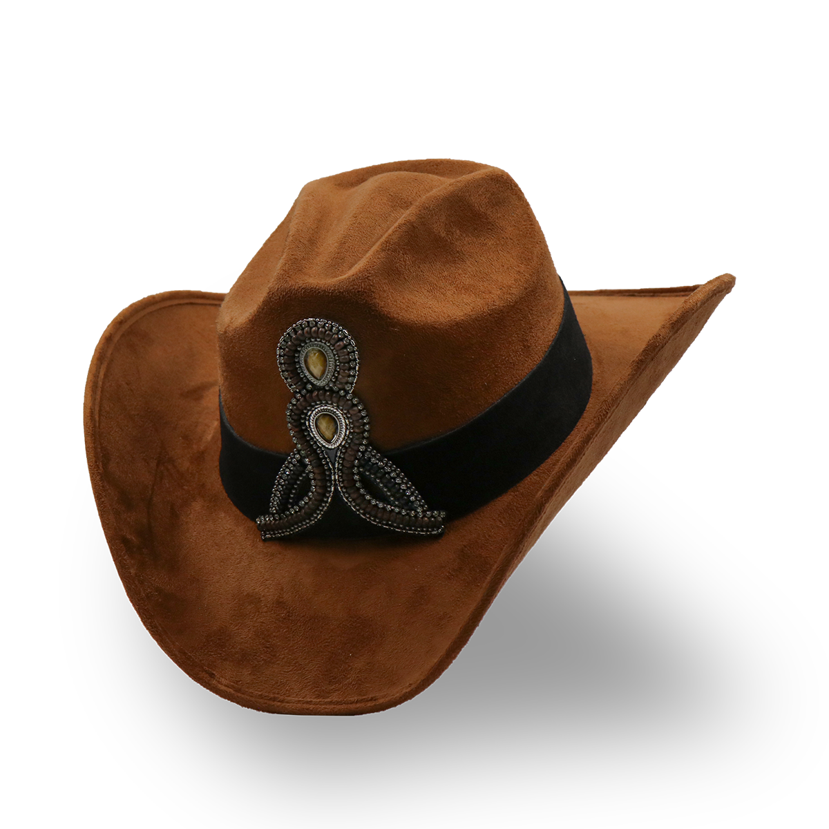 Sombrero Gamuza Café con Diseño Exclusivo- Formal -Cowboy