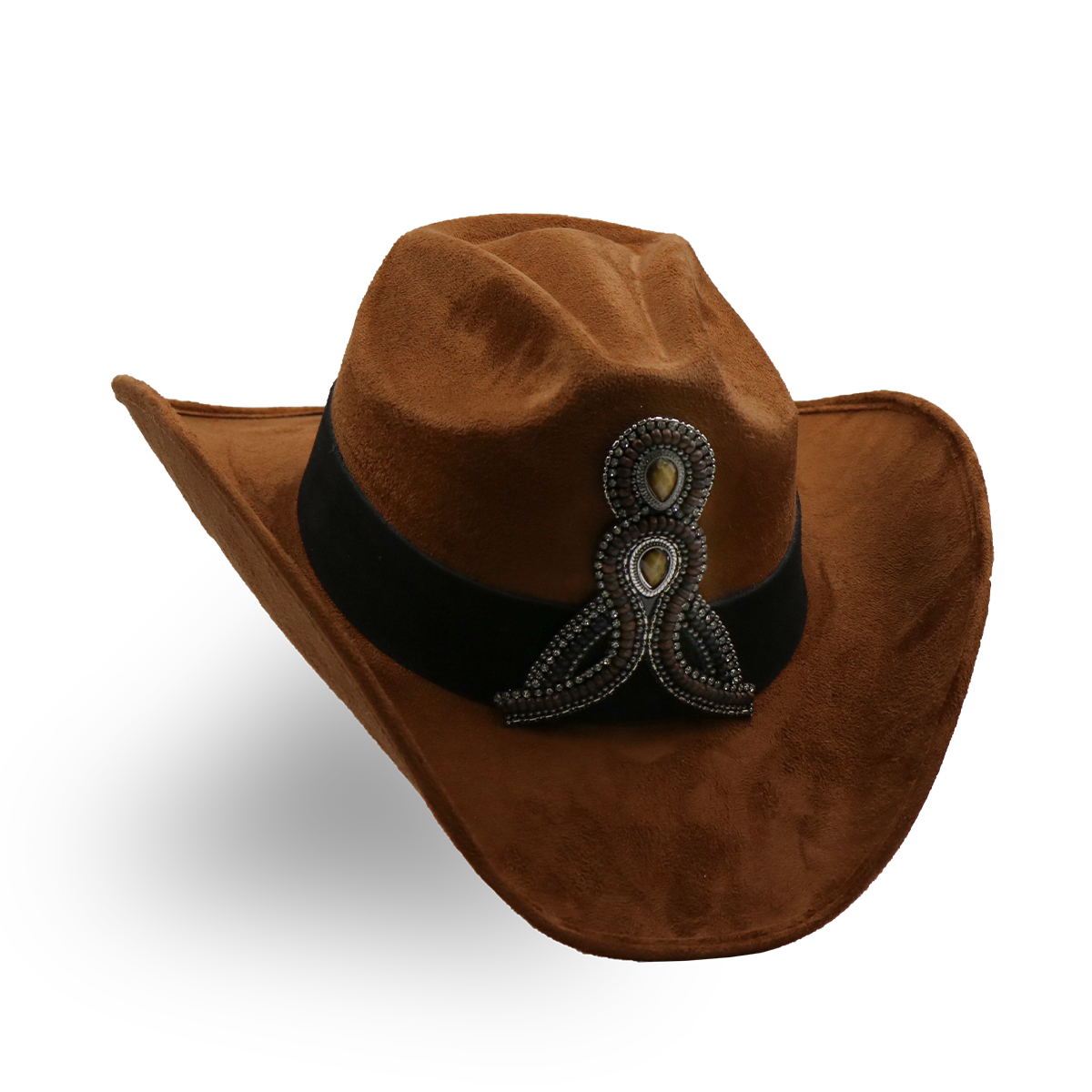 Sombrero Gamuza Café con Diseño Exclusivo- Formal -Cowboy