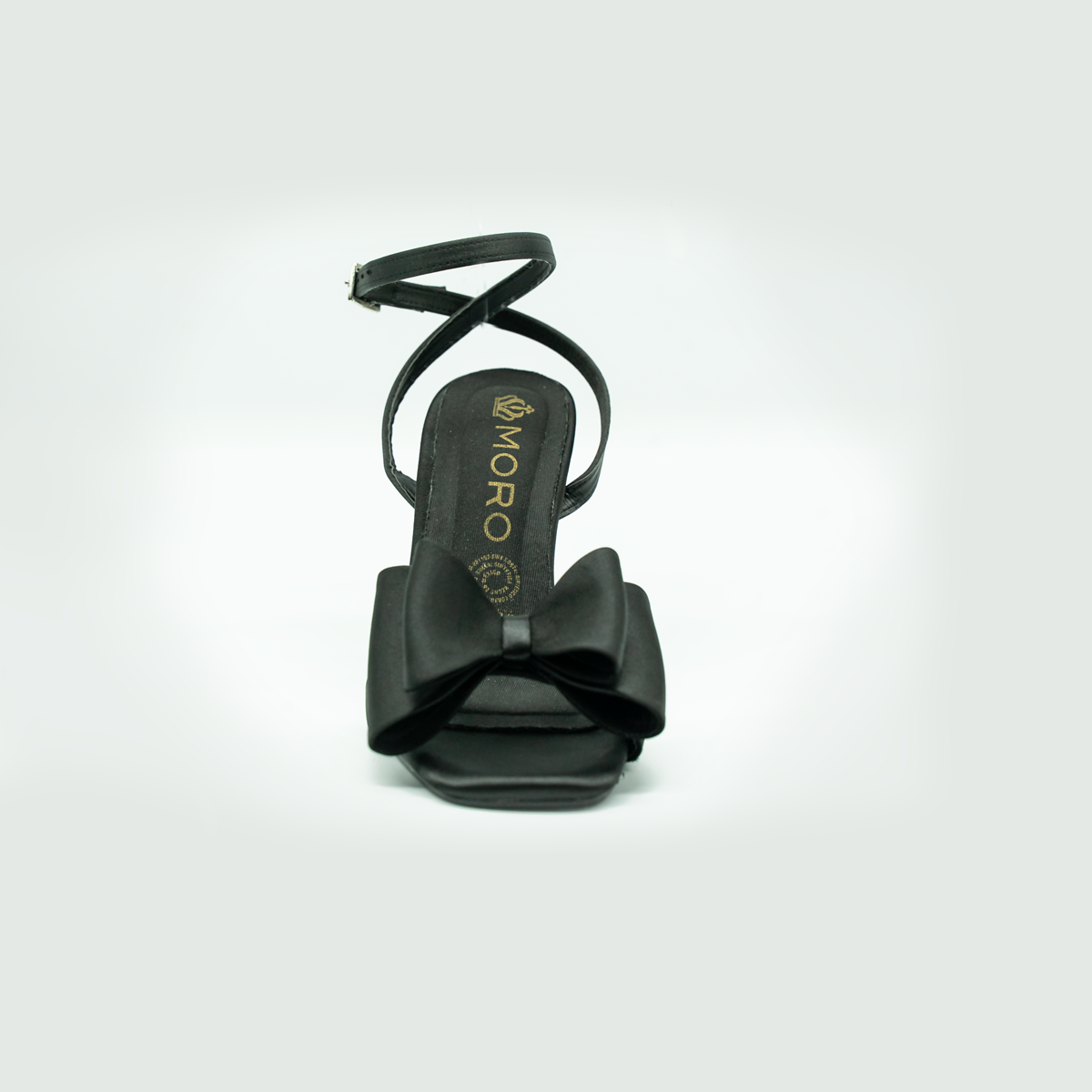 Sandalias de Tacón con Moño Elegante | Negro Seda-  (10 cm) -888