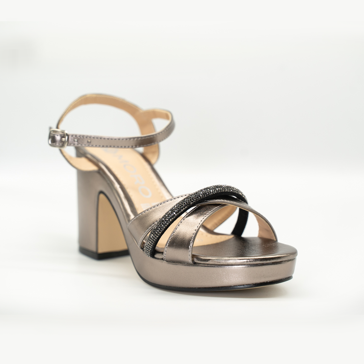 Zapatilla con Plataforma Cómoda Tacón Ancho Inox-34