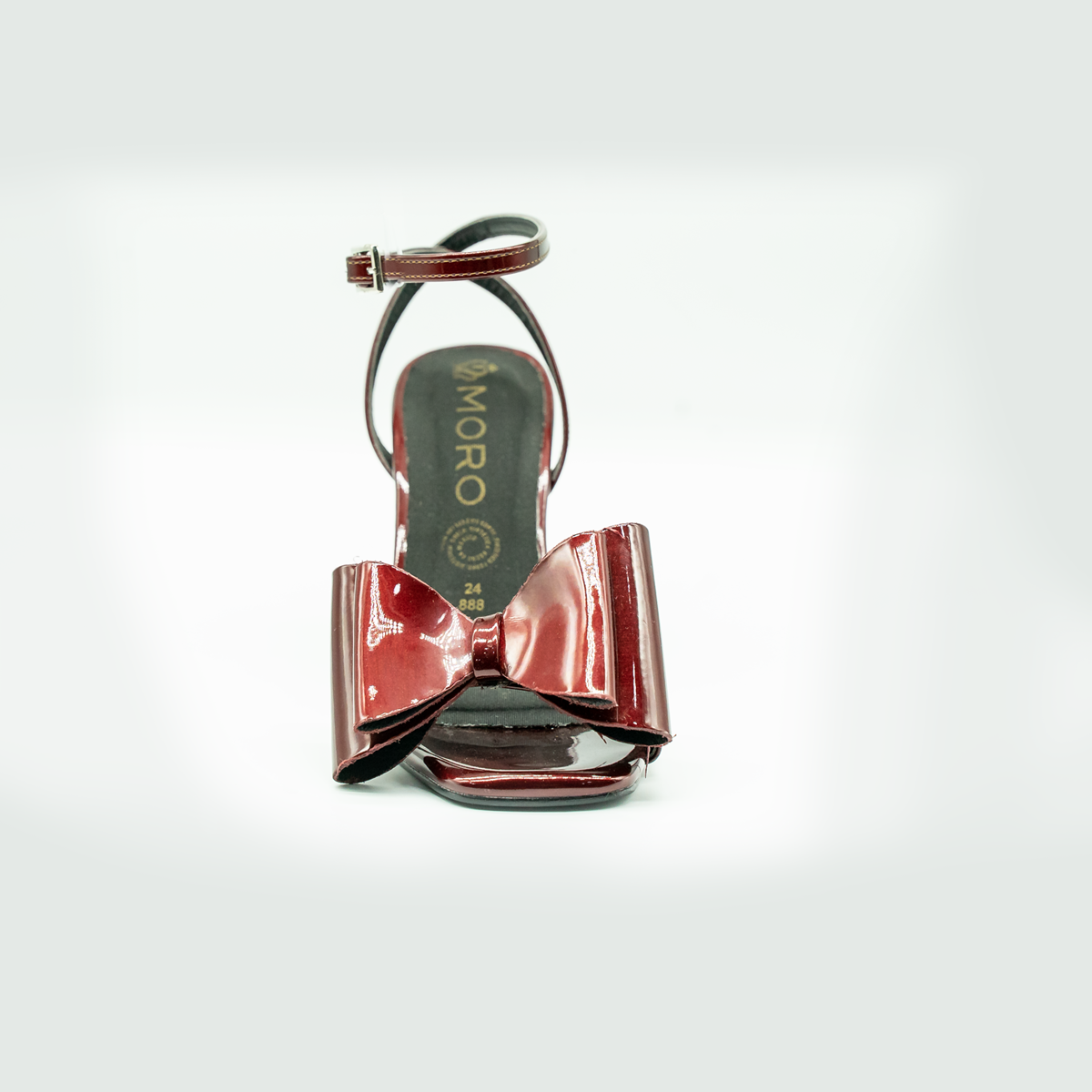 Sandalias de Tacón con Moño Elegante | Vino Charol -  (10 cm) -888