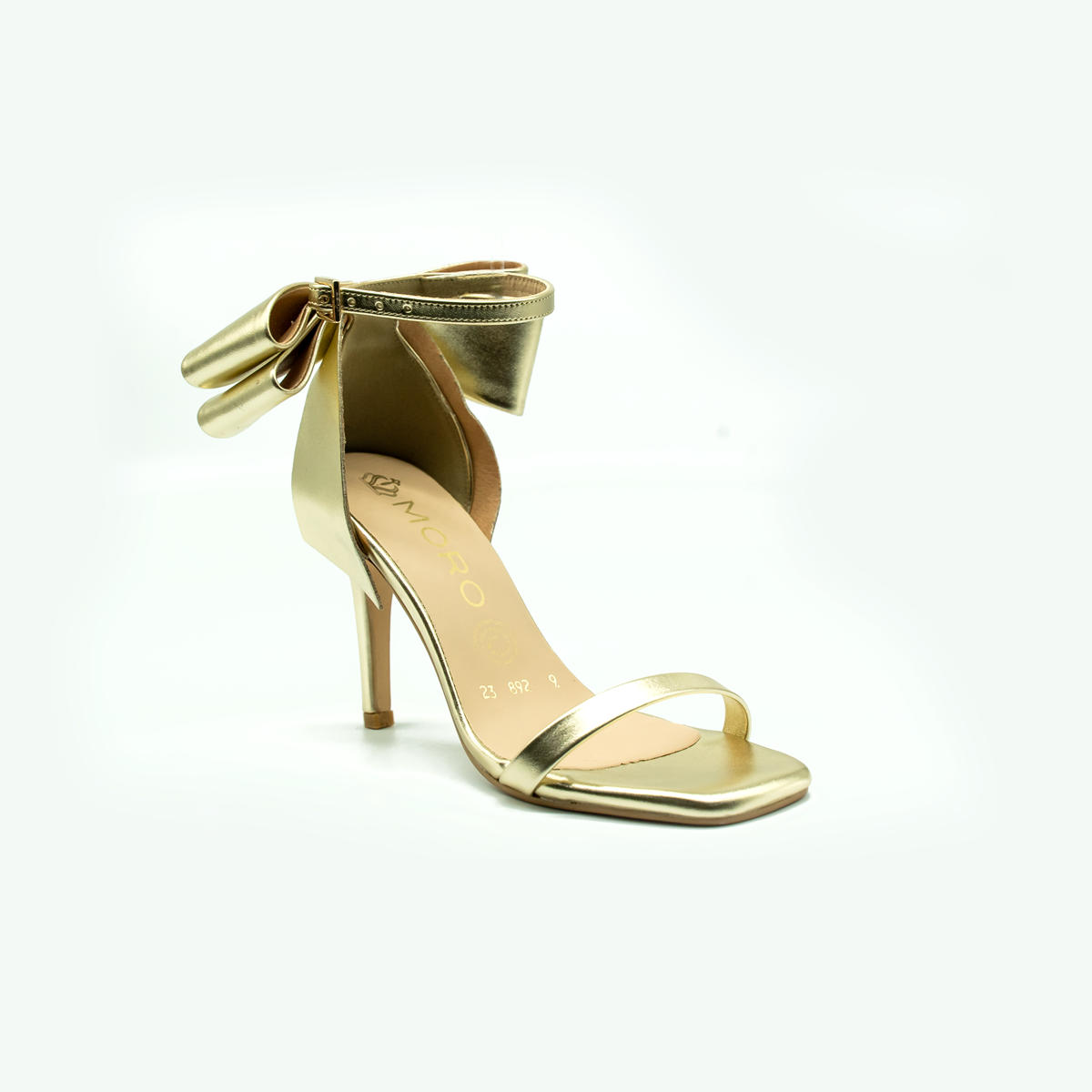 Sandalia Glam Bow de Tacón — Elegancia con Lazo XL- (Altura 9 cm)-Oro-92