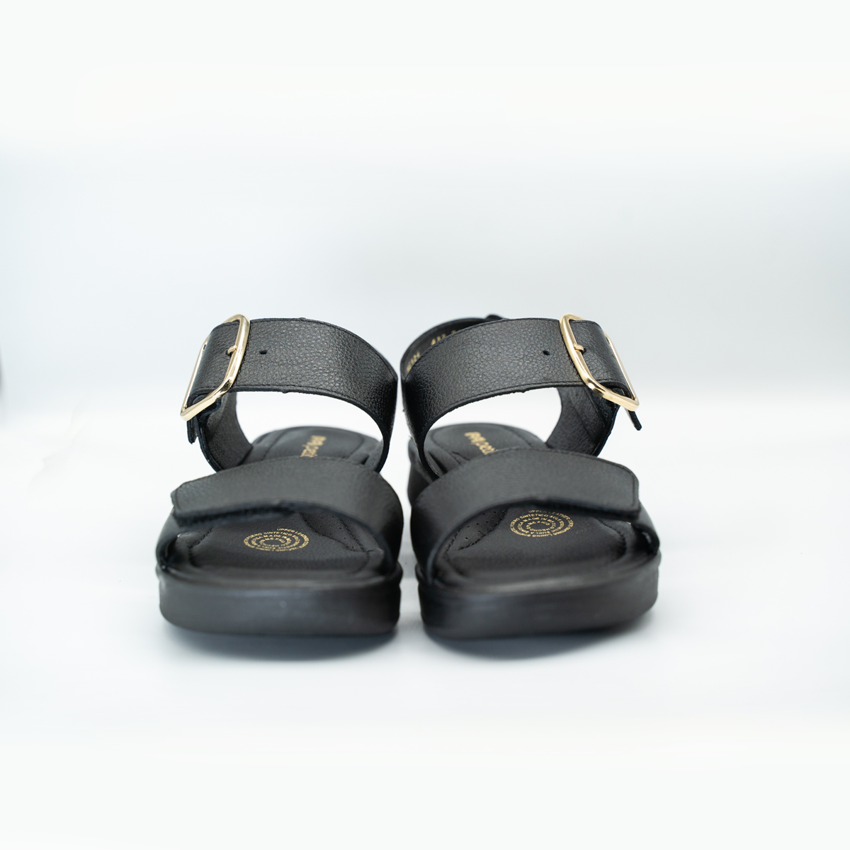 Sandalia Confort Con Hebilla y Broche Ajustable Negro-432