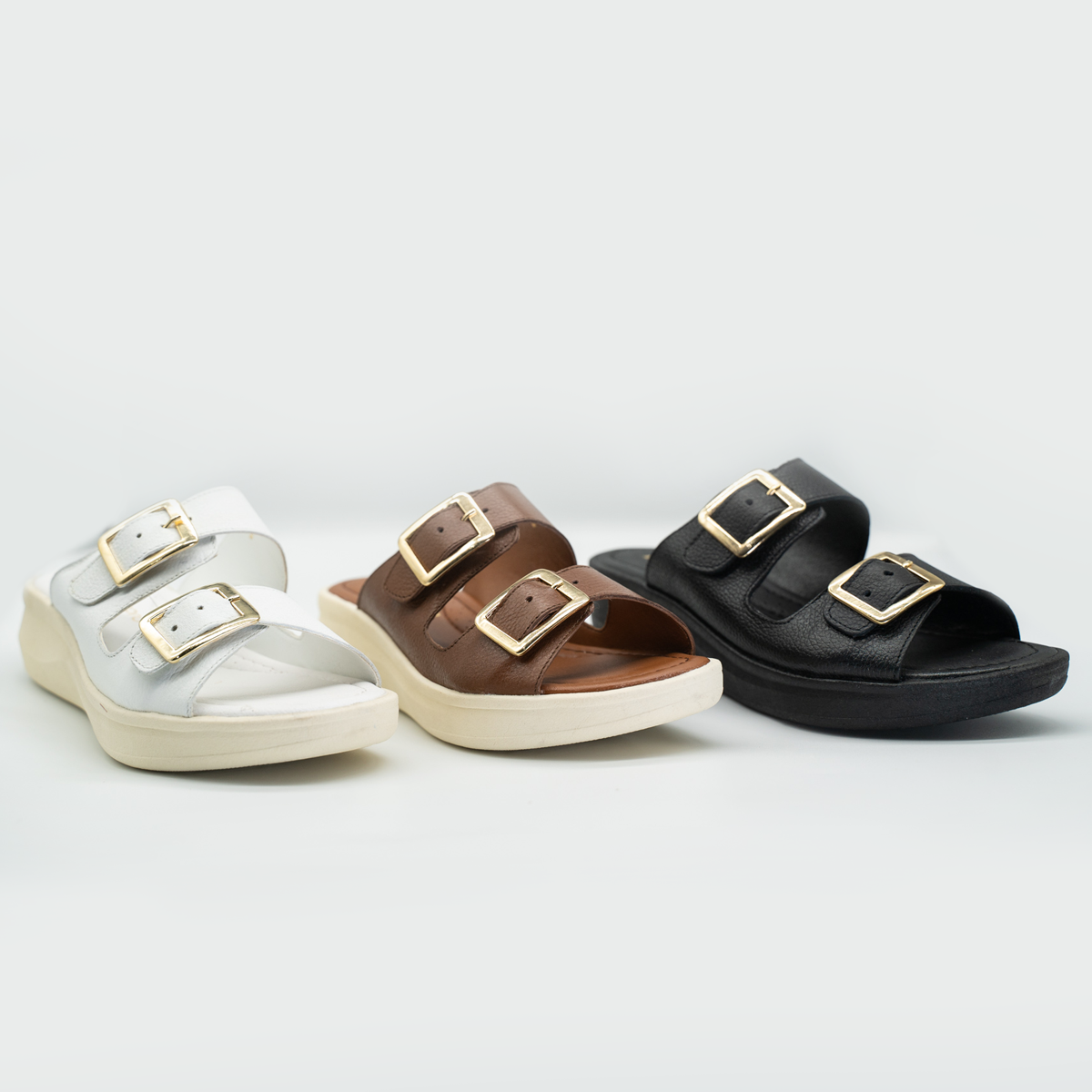 Sandalia Confort Con Hebillas Ajustables Blanco-434