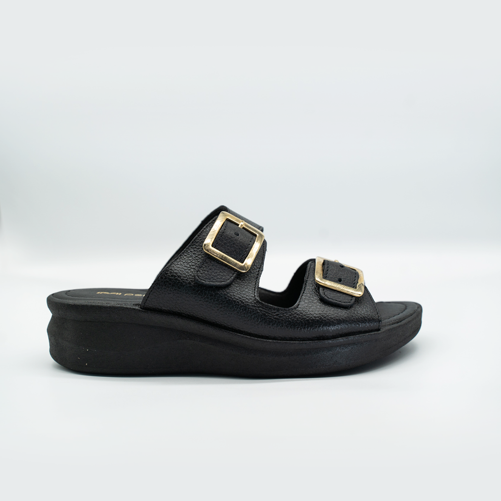 Sandalia Confort Con Hebillas Ajustables Negro-434