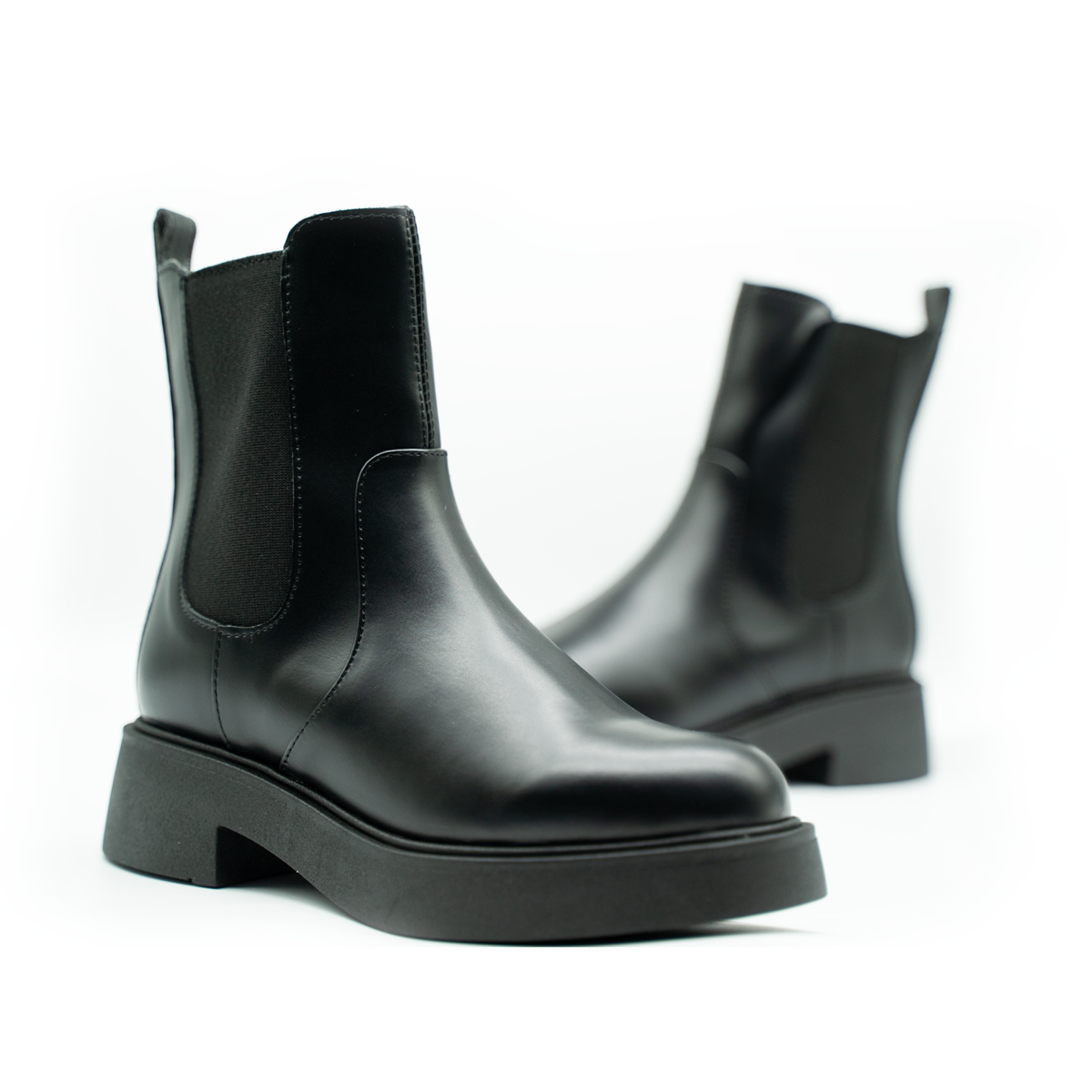 Botín Chelsea Urbano con Plataforma – Elevación de 4 cm-Negro-01
