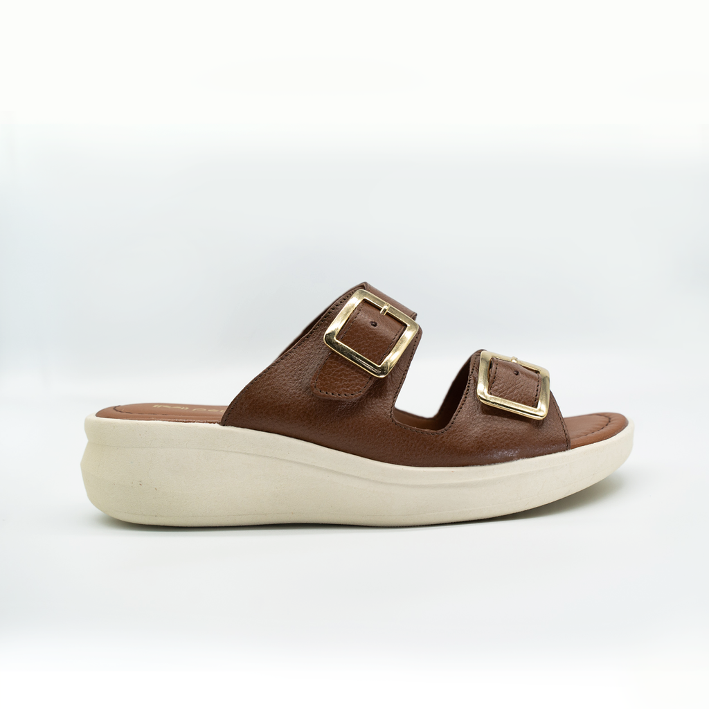 Sandalia Confort Con Hebillas Ajustables Cafe -434