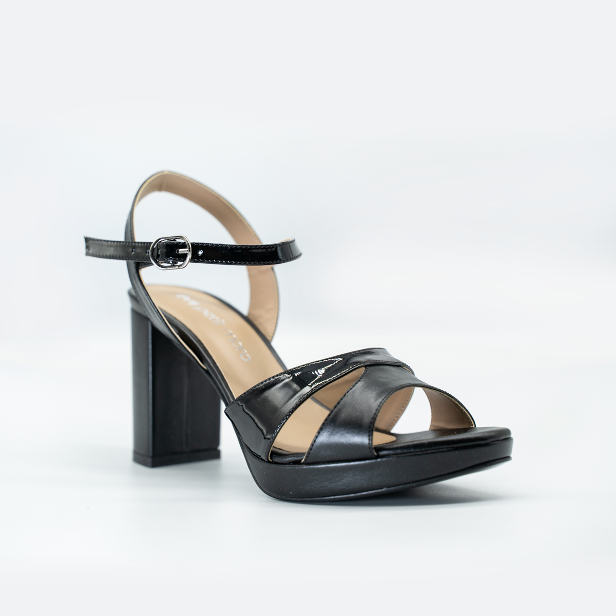 Zapatilla Cruzada con Plataforma Cómoda Tacón Ancho Negro-44