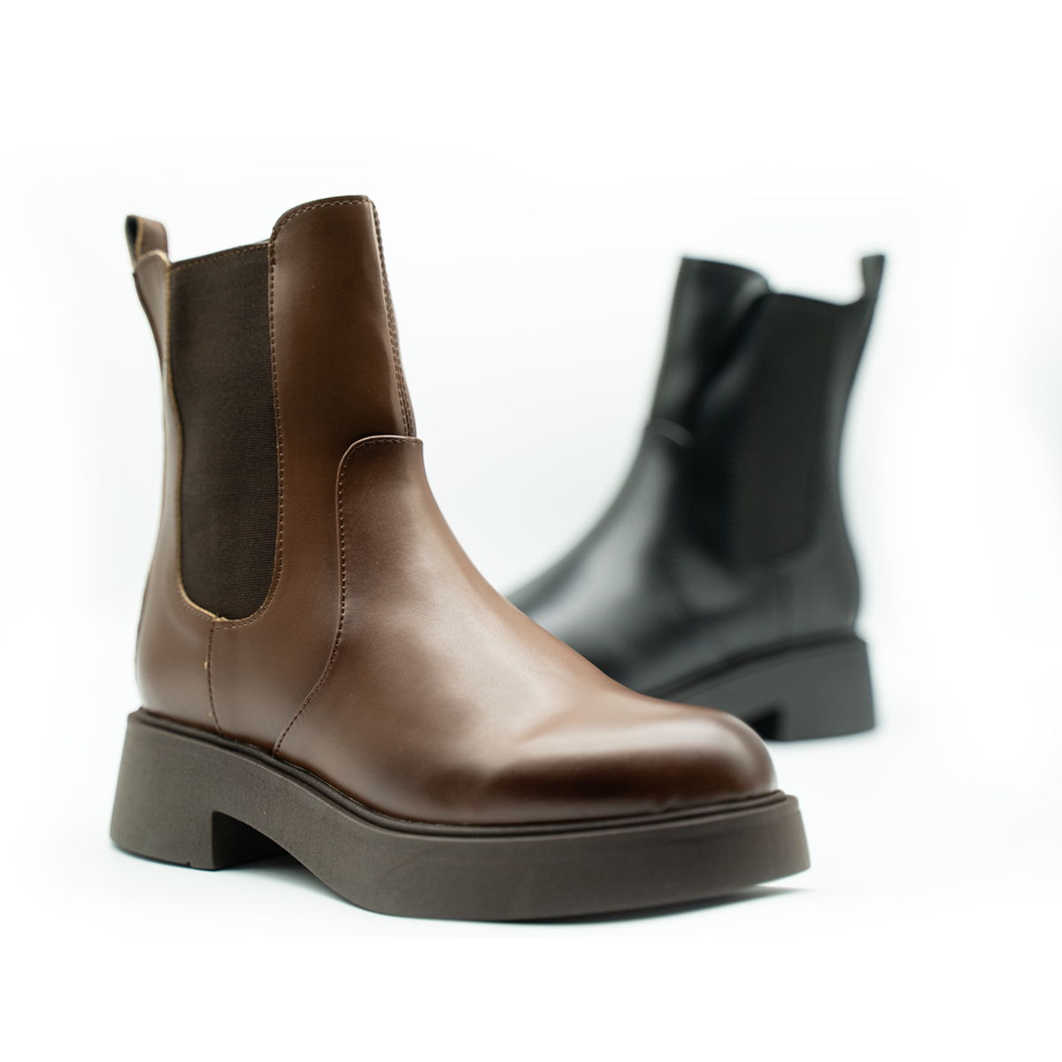 Botín Chelsea Urbano con Plataforma – Elevación de 4 cm-Negro-01