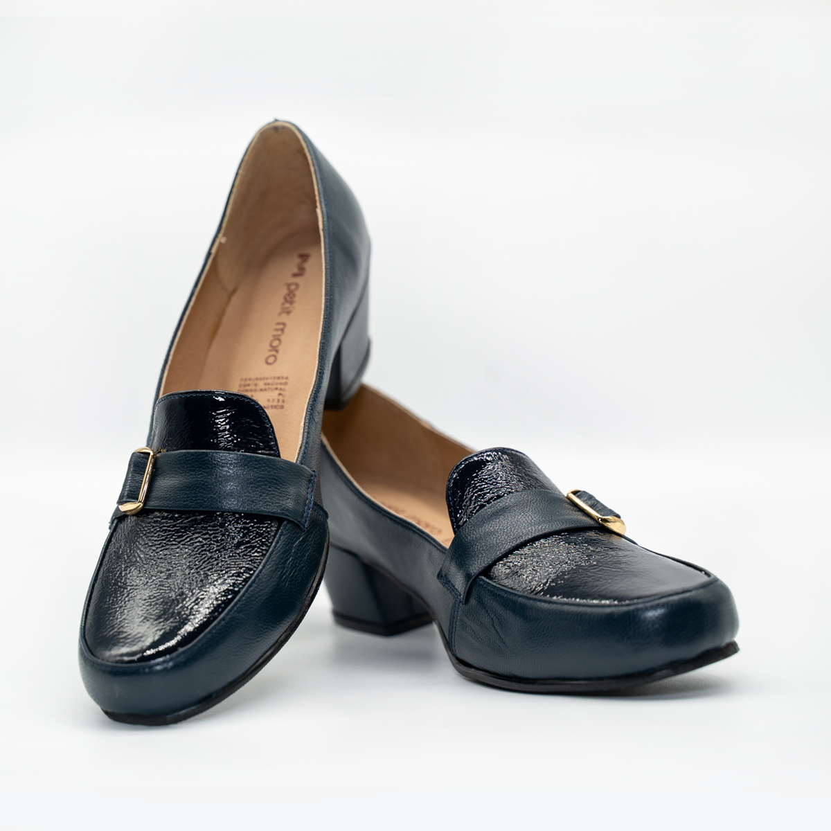 Zapato Confort Cómodo Tacon Cuadrado Azul Marino- 25
