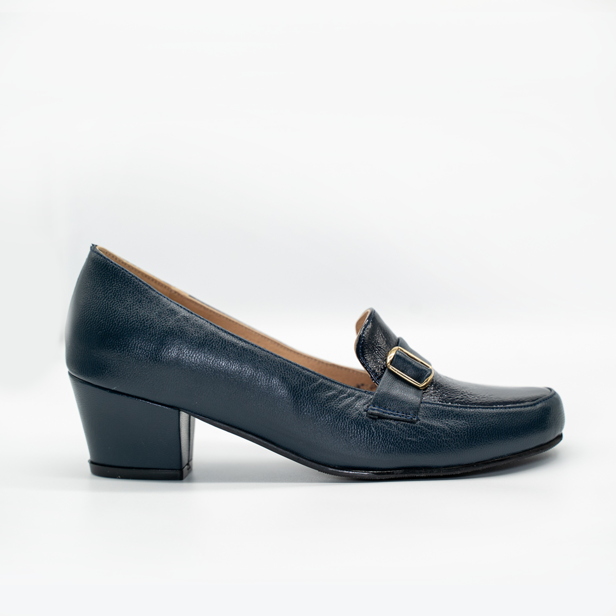 Zapato Confort Cómodo Tacon Cuadrado Negro- 25