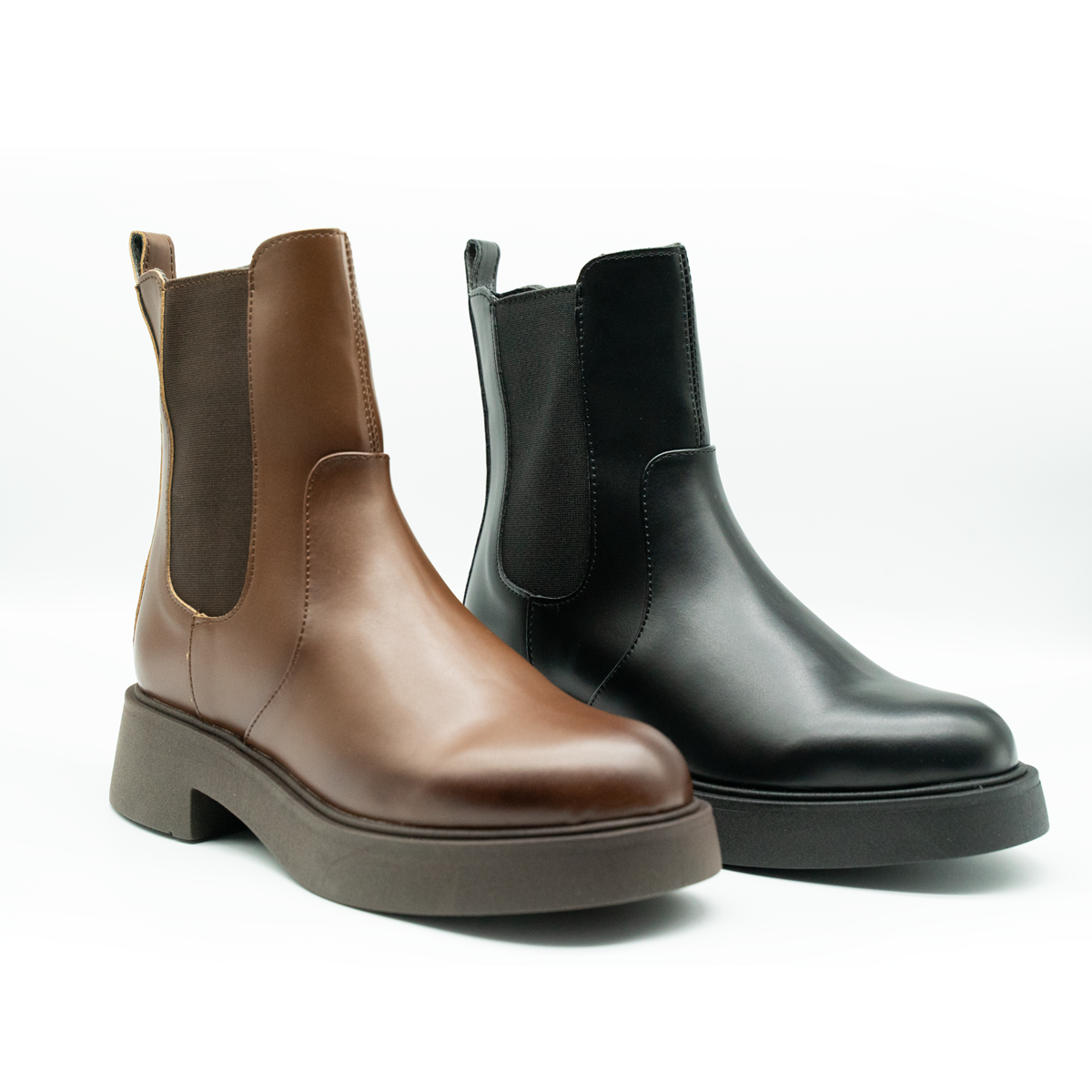 Botín Chelsea Urbano con Plataforma – Elevación de 4 cm-Café -01