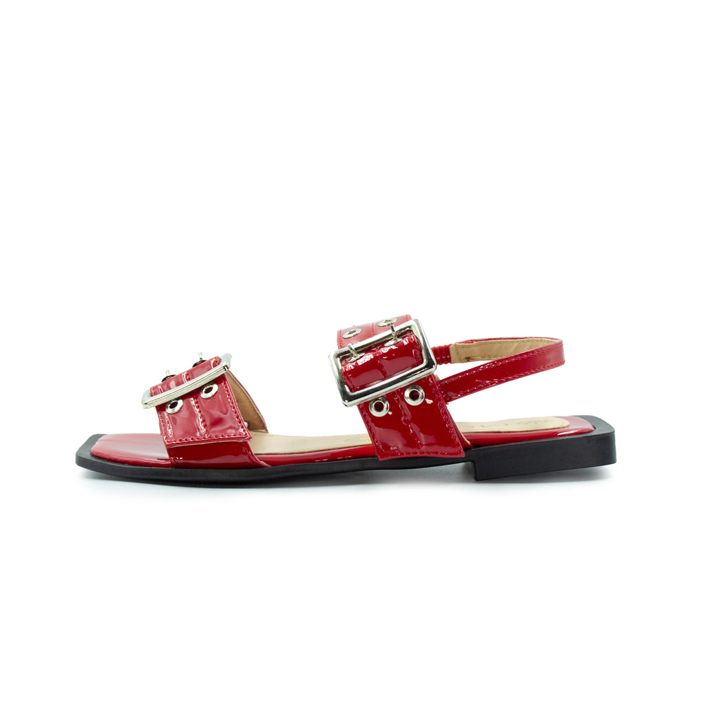 Sandalia de Piso Con Hebillas Ajustables Rojo- 10