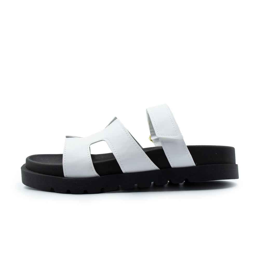 Sandalia De Plataforma Corrida Con Broche Ajustable Blanco-00