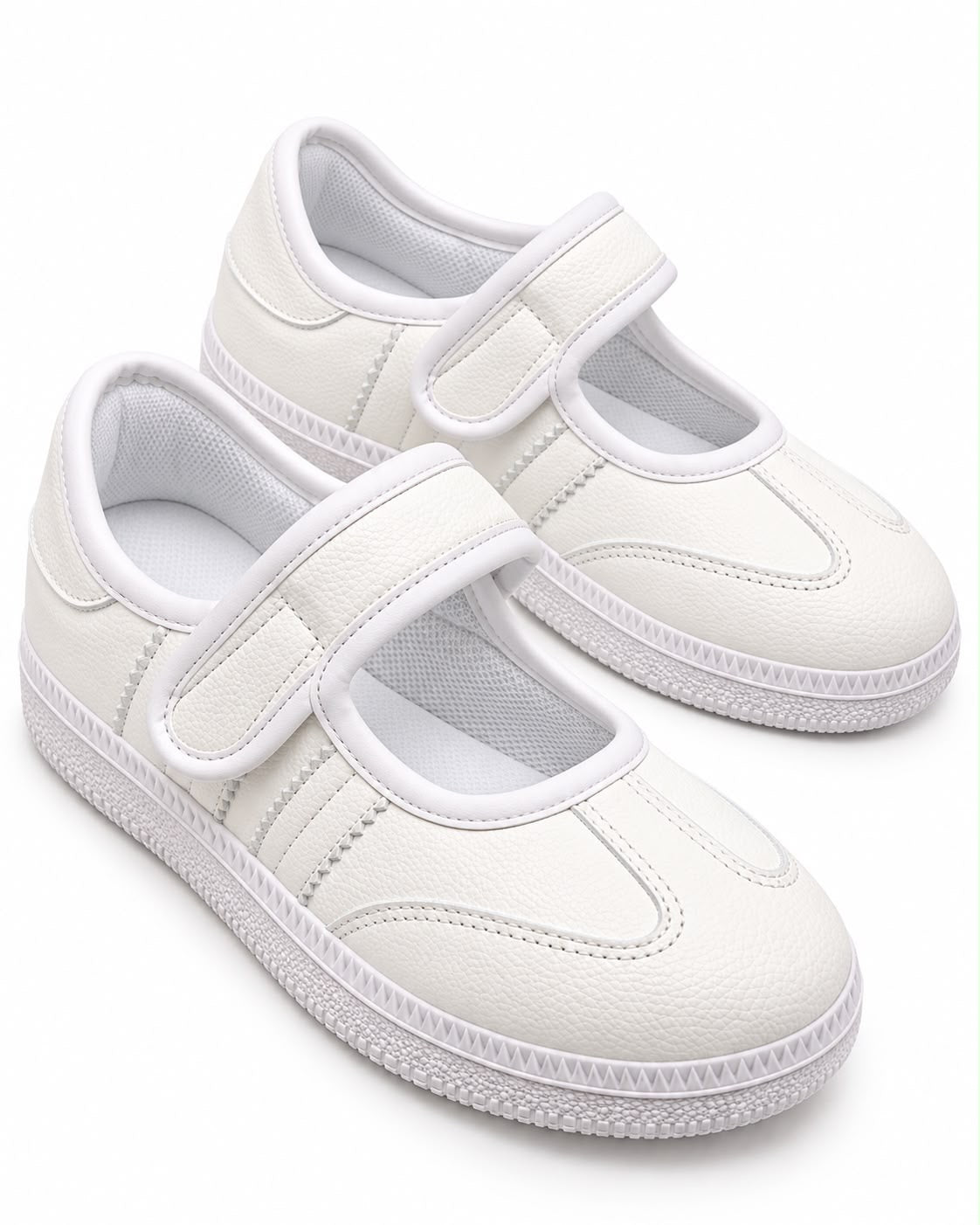 Tenis Flat Estilo Retro Deportivo con Broche 1CM para Mujer-03| Blanco