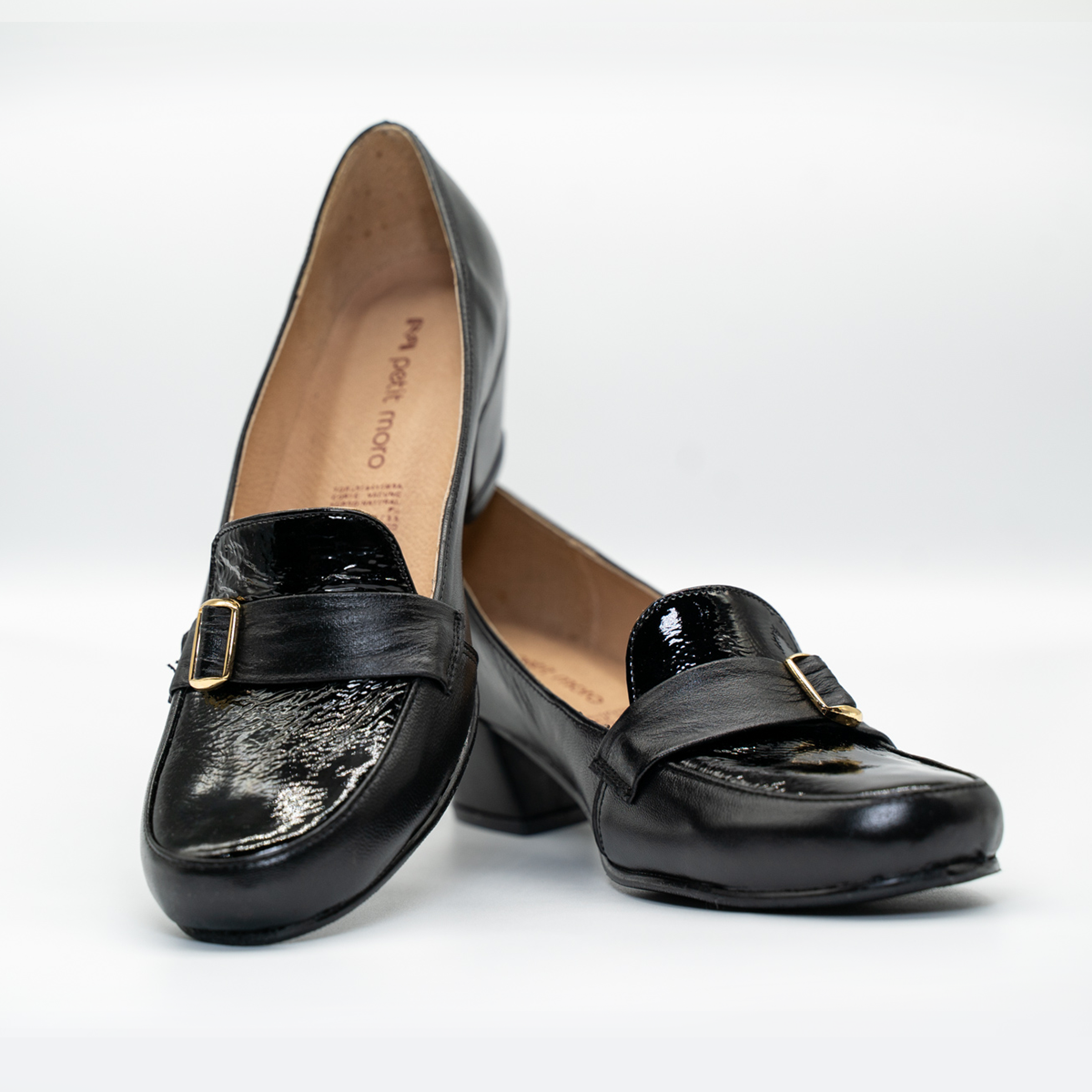 Zapato Confort Cómodo Tacon Cuadrado Negro- 25
