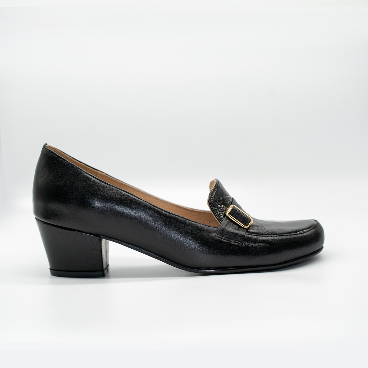 Zapato Confort Cómodo Tacon Cuadrado Azul Marino- 25