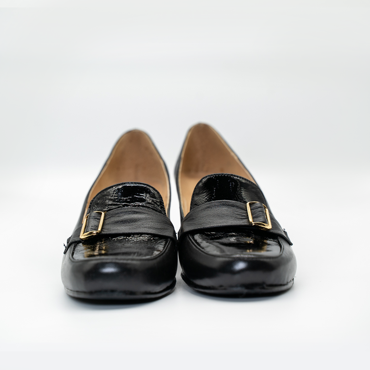 Zapato Confort Cómodo Tacon Cuadrado Negro- 25