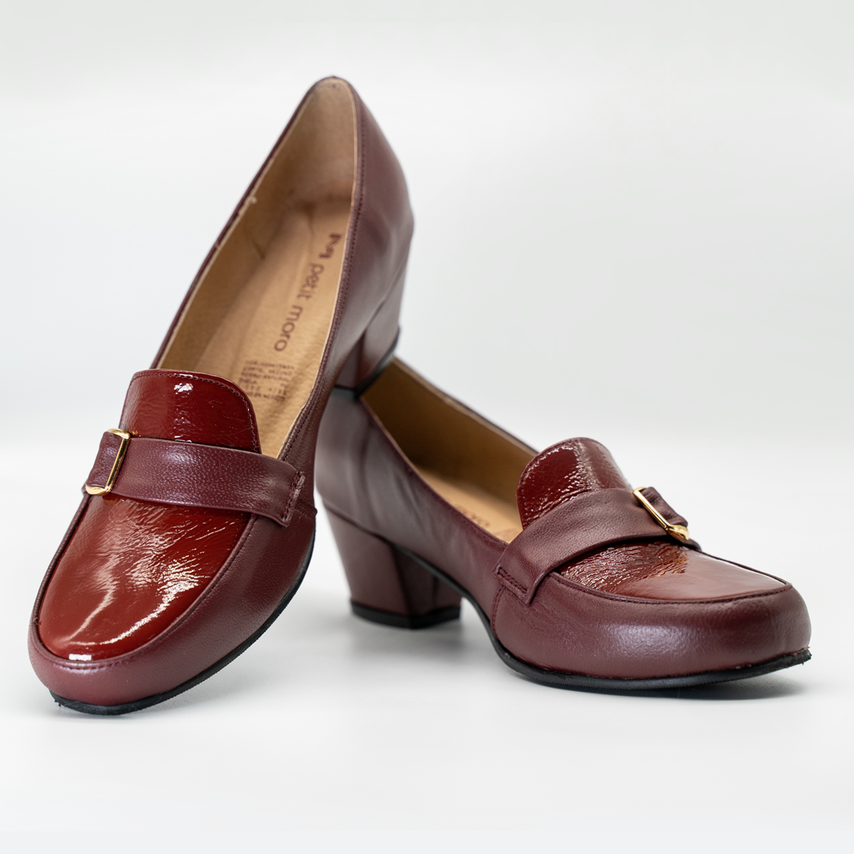 Zapato Confort Cómodo Tacon Cuadrado Vino- 25