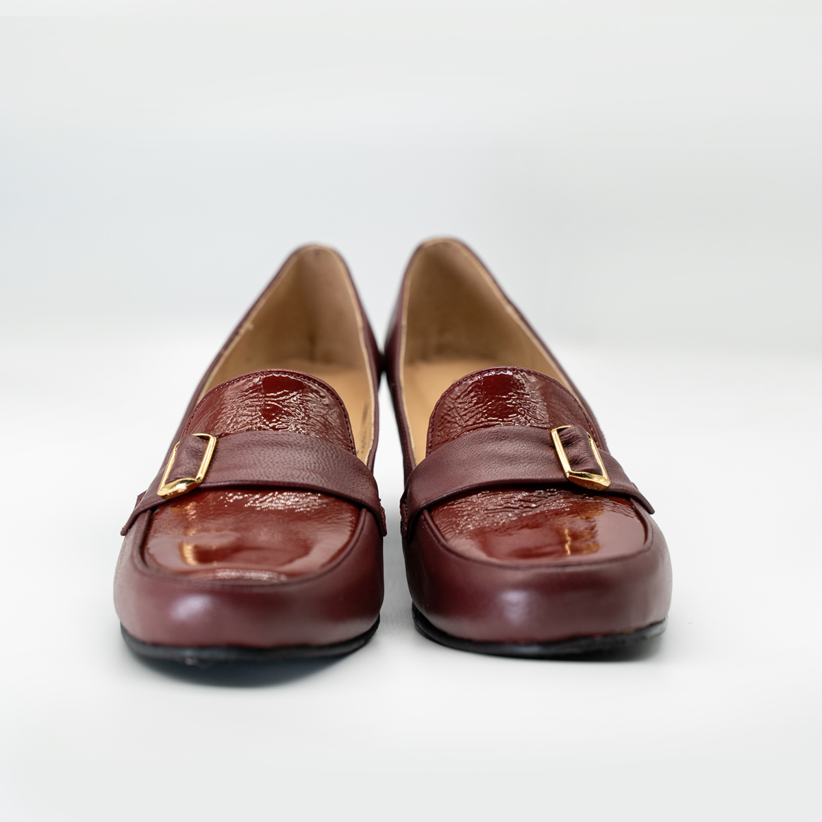Zapato Confort Cómodo Tacon Cuadrado Vino- 25