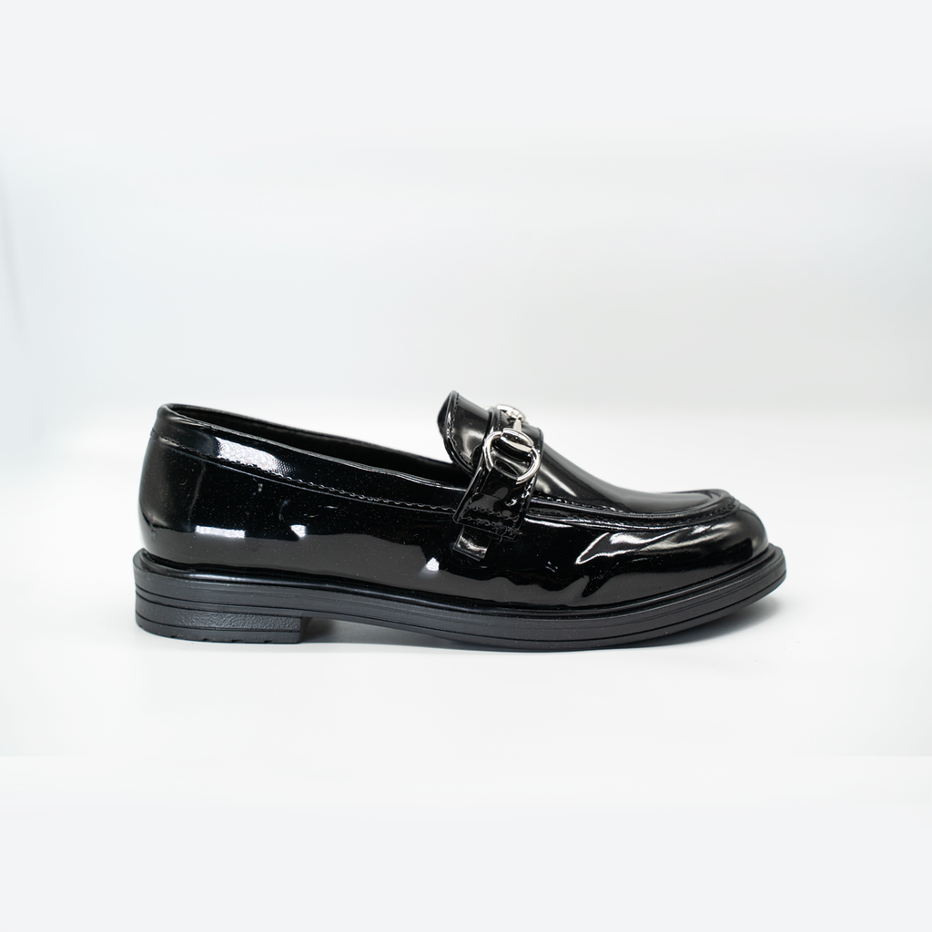 Mocasín Casual Con Herraje Charol Negro - 84