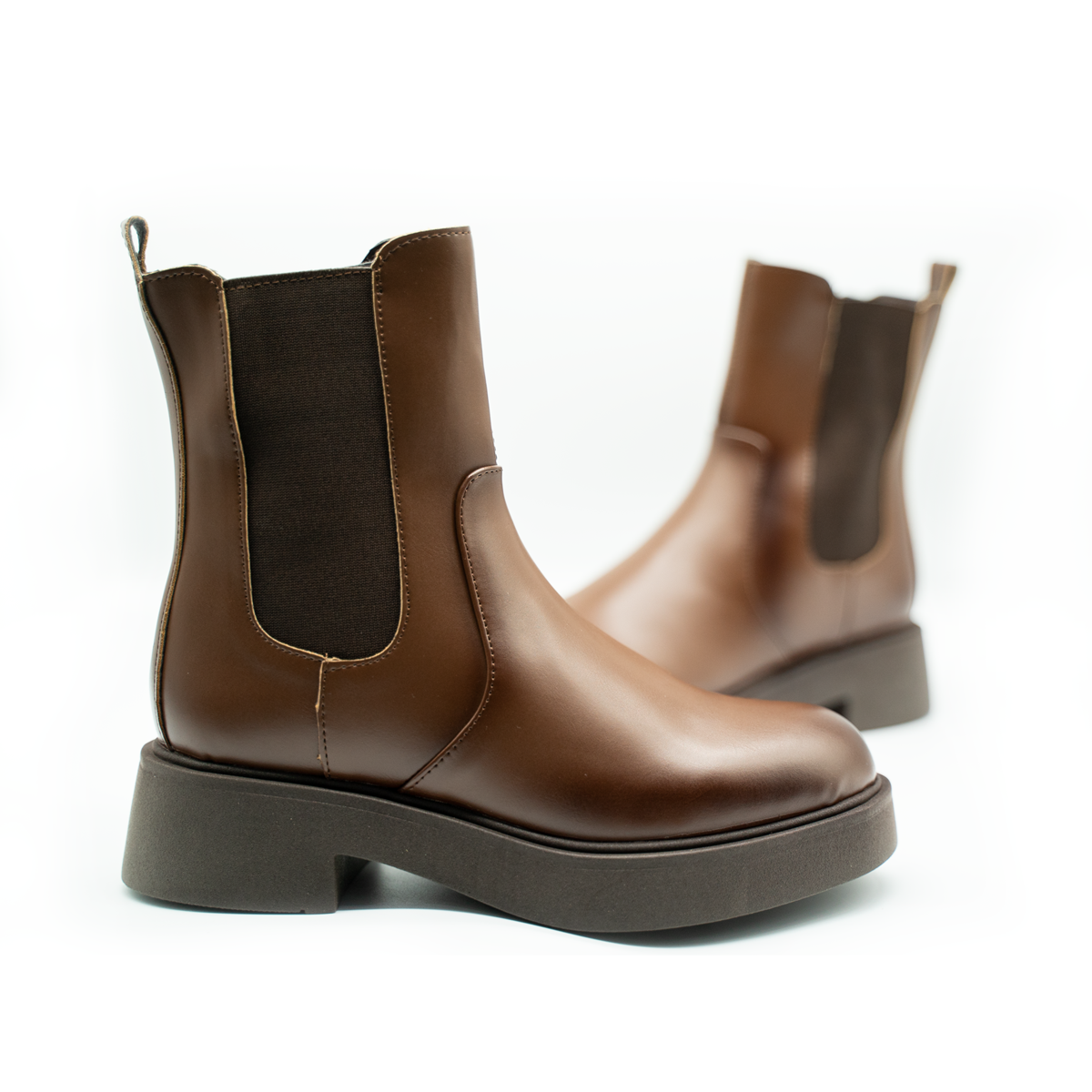Botín Chelsea Urbano con Plataforma – Elevación de 4 cm-Café -01