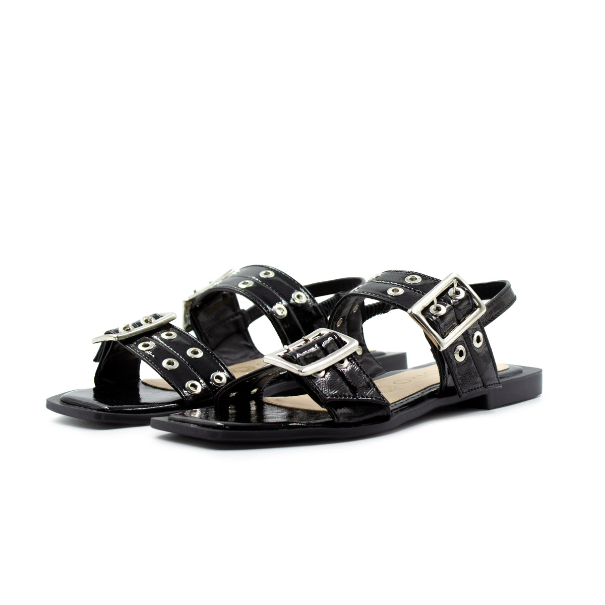 Sandalia de Piso Con Hebillas Ajustables Negro-10