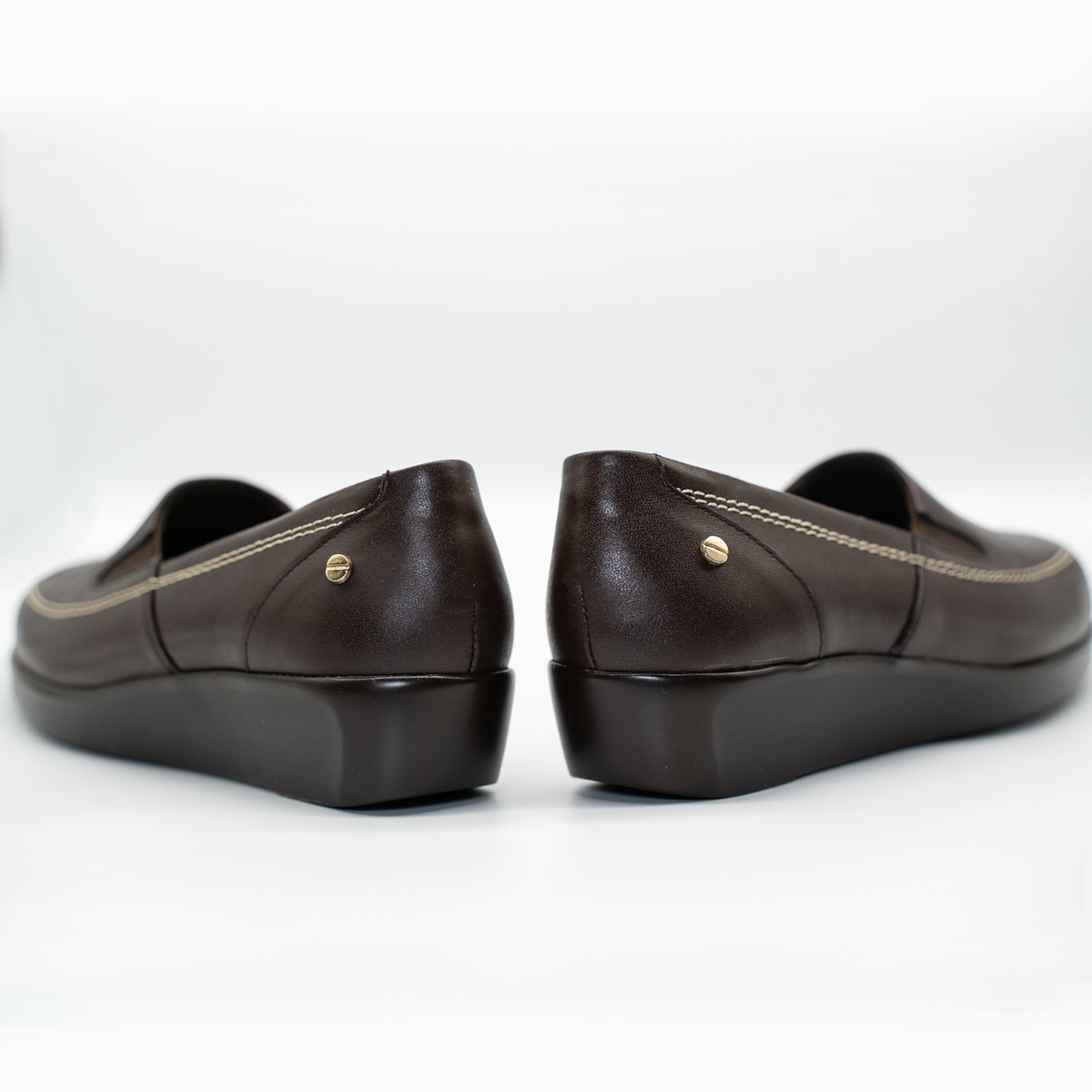 Zapato Confort Cómodo Tacon Corrido Cafe
