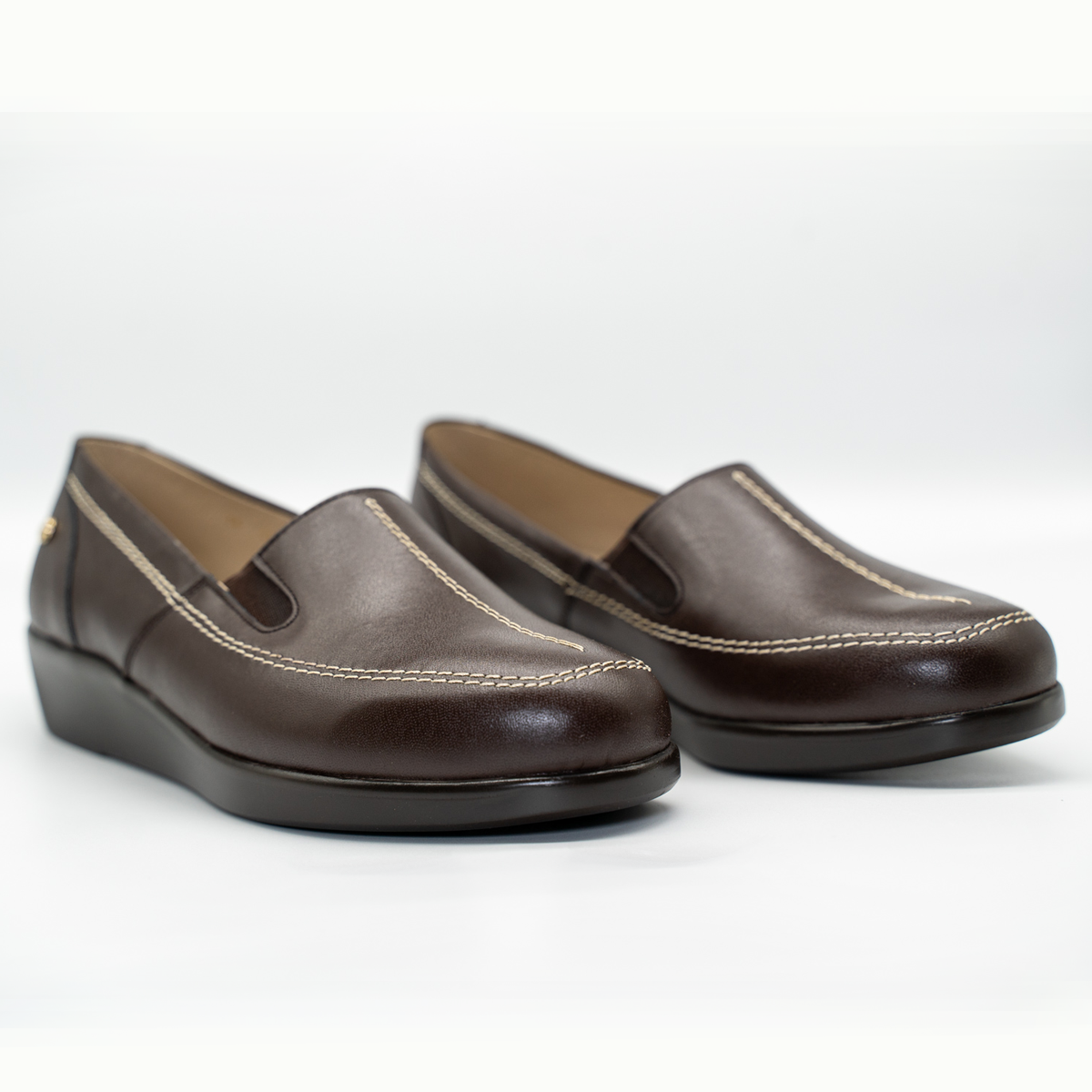 Zapato Confort Cómodo Tacon Corrido Cafe