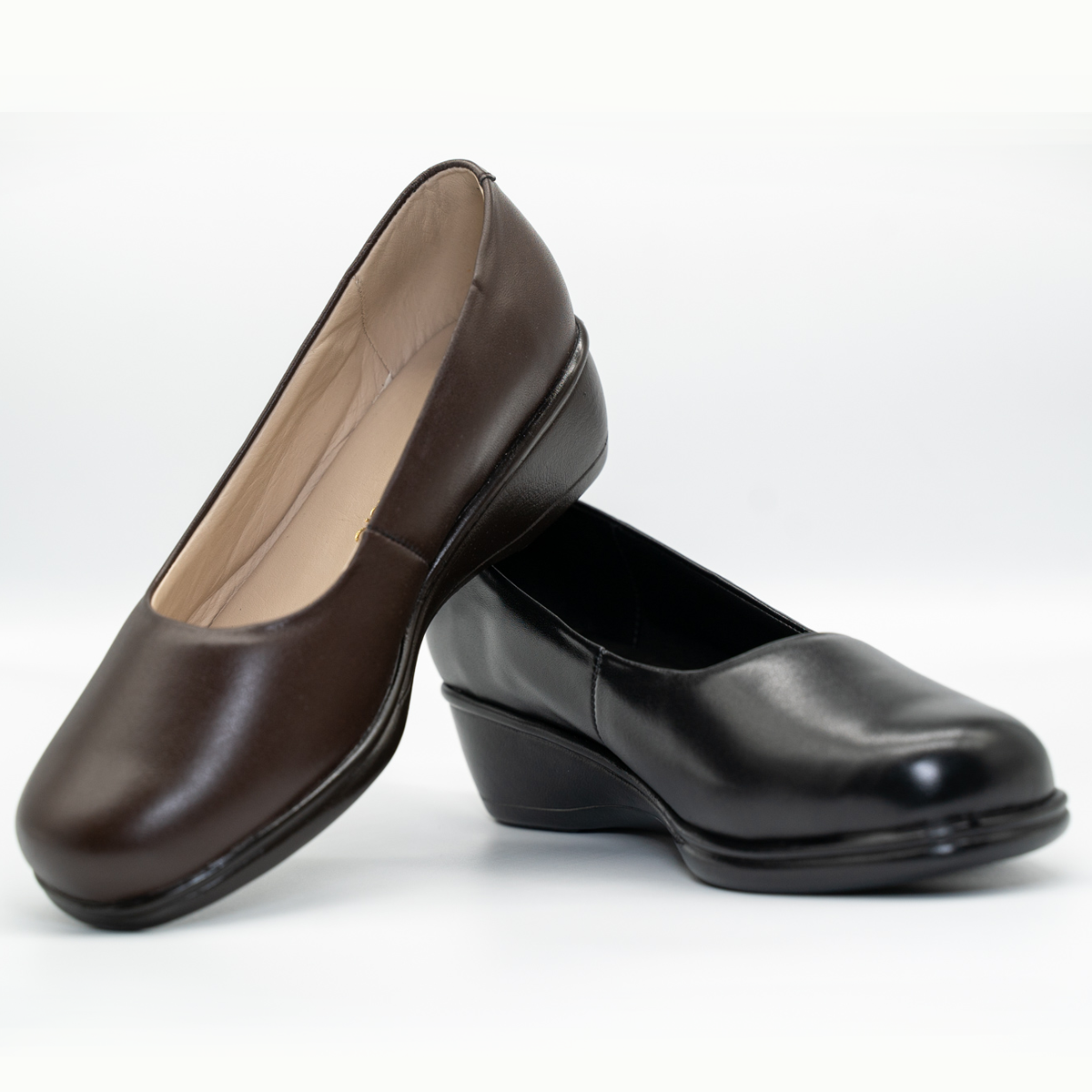 Zapato Confort Cómodo Tacon Corrido Cafe- 00