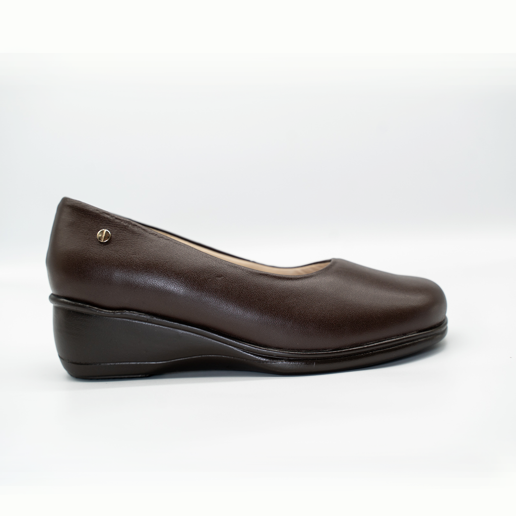 Zapato Confort Cómodo Tacon Corrido Cafe- 00