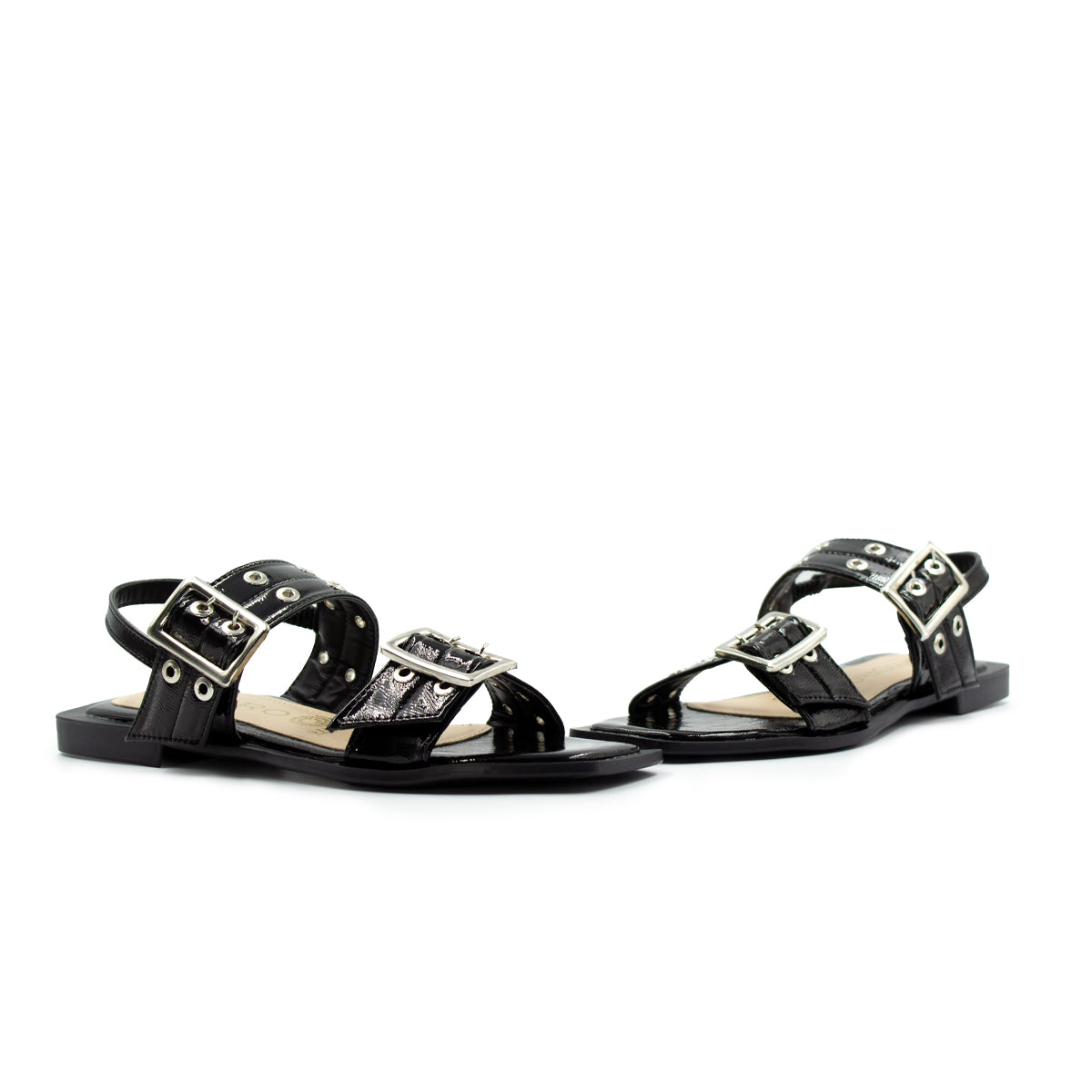 Sandalia de Piso Con Hebillas Ajustables Negro-10