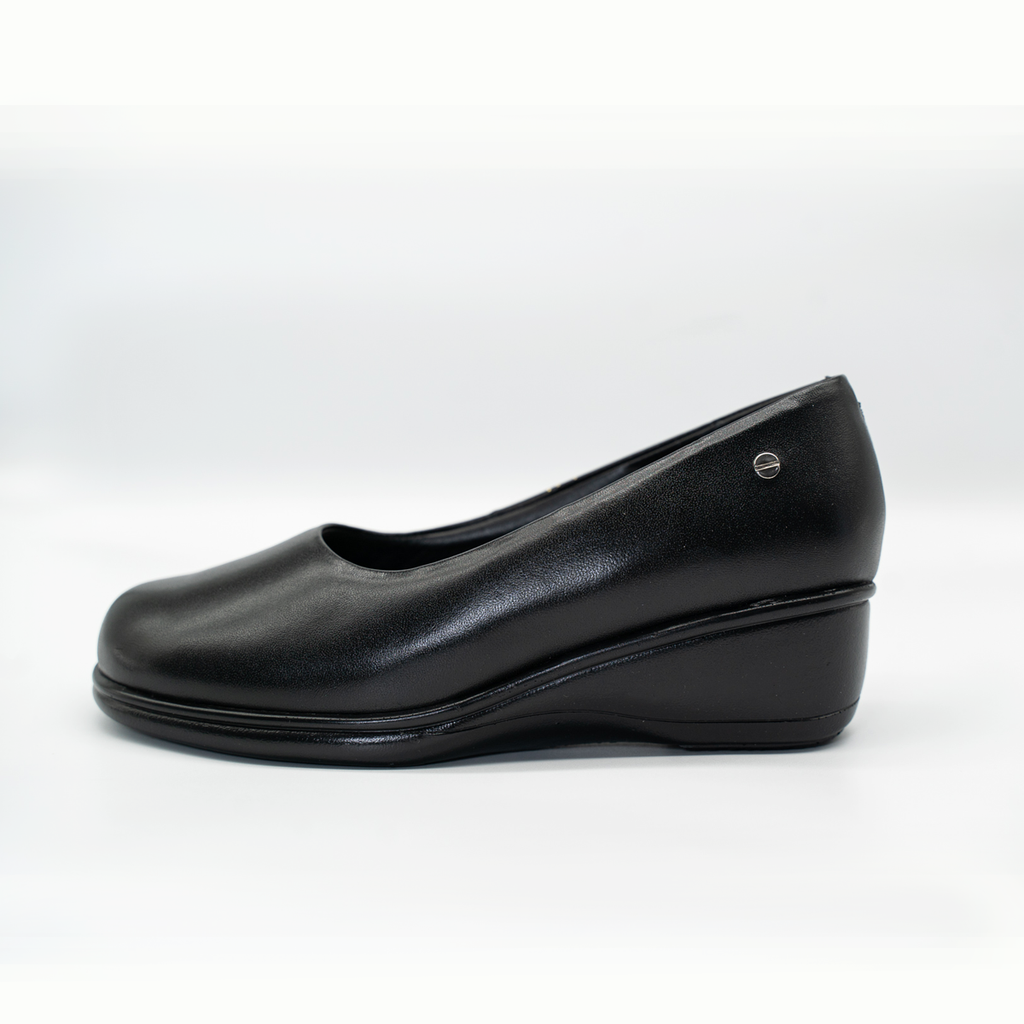 Zapato Confort Cómodo Tacon Corrido Negro -00