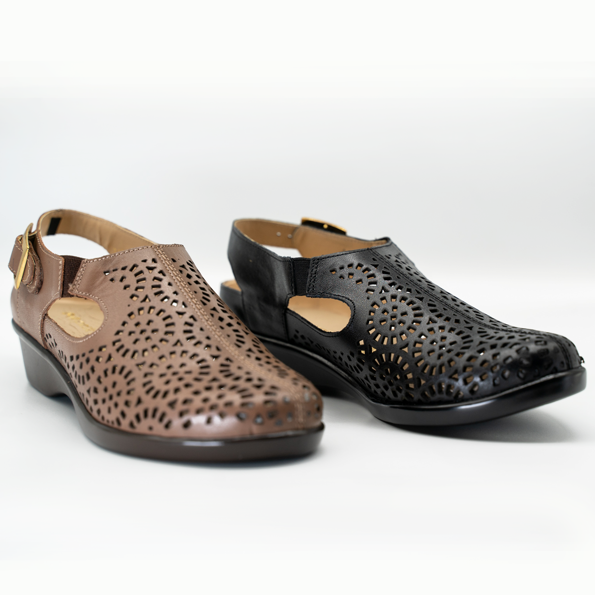Zapato Confort Cómodo Destalonado Con Hebilla Ajustable Cafe