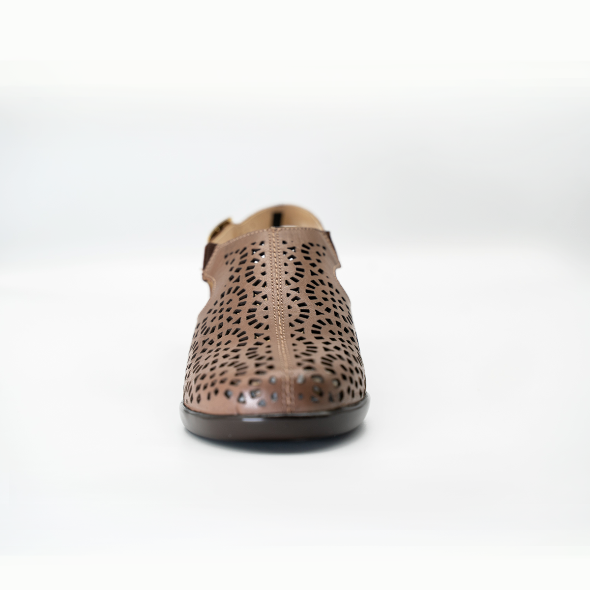 Zapato Confort Cómodo Destalonado Con Hebilla Ajustable Cafe